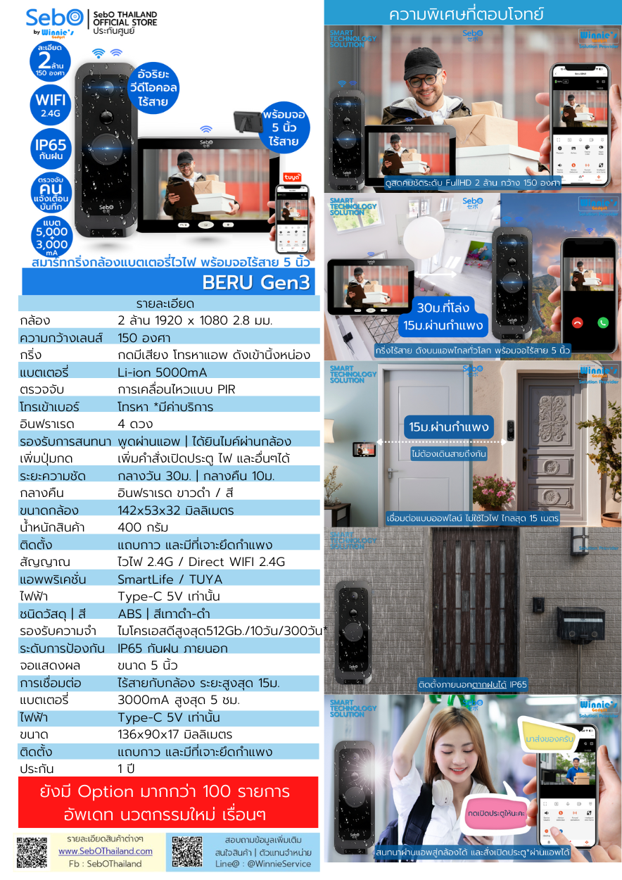 สมาร์ทกริ่งไร้สาย รุ่น SEBO BERU GEN3 (พร้อมหน้าจอภายใน 5 นิ้ว)_9